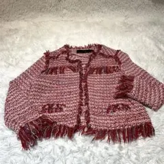 ZARA BASIC】フリンジノーカラージャケット パーティージャケット S