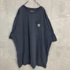 カーハート　胸ポケット　刺繍ロゴ　グレー　オーバーサイズＴシャツ　3XLTALL