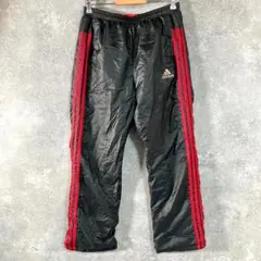 adidas　ナイロンパンツ　ブラック　ロゴプリント　ウィンドブレーカーパンツ