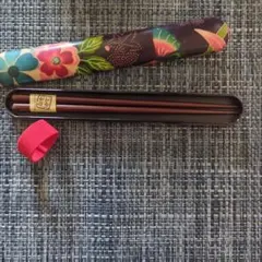 花柄デザイン 木製箸とケースセット
