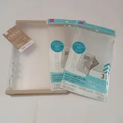 DAISO　6リングファイル　ベージュ　1個と6穴リング用PPジッパー 2セット