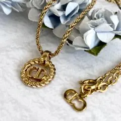 【美品】クリスチャンディオール CDロゴ ネックレス ゴールド ヴィンテージ