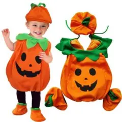 90サイズ仮装ハロウィンパンプキン コスプレ 子供 衣装 3点セット パーティー