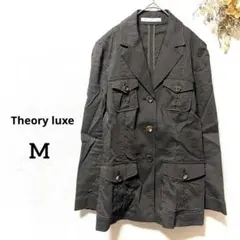 セオリー 麻混 サファリジャケット ダークブラウン テーラードジャケット M