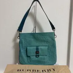 現行より バーバリー ショルダーバッグ クロコ型押し ホースロゴ金具 サコッシュ