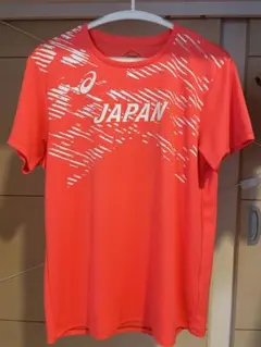 ASICS JAPANロゴ入りピンクシャツ Mサイズ