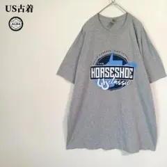 GILDAN　Tシャツ　US古着　USA直輸入　HORSESHOE　グレー　XL