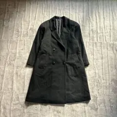 カシミヤ100% ロングコート ブラック L 日本製 冠婚葬祭 ダブルブレスト