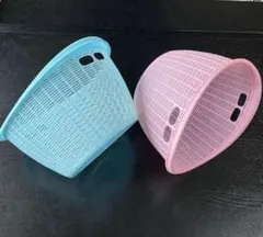 籠 オーバルバスケット かご プラスチック 2個セット 昭和レトロ