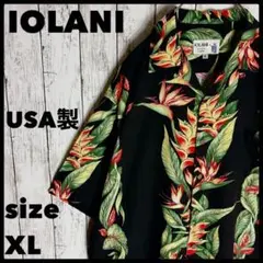 ハワイ製/XL】Waimea Casuals アロハシャツ ハイビスカス 黒 