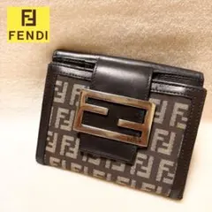 FENDI ズッカ柄 三つ折り財布 ブラウン