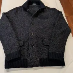 ZANONE ダークブルー　厚手のニット　スタンドカラーブルゾン