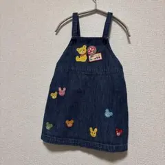 ミキハウス ぷっちーくん ワッペン デニム刺繍ワンピース