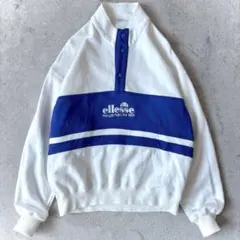 90s エレッセ デサント期 Mサイズ 刺繍ロゴ プルオーバー スウェット 白青