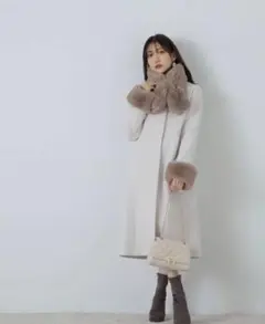 プロポーションボディドレッシング★フェイクファーティペット付きノーカラーコート