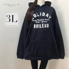 少し訳あり j15☆3L☆裏起毛 ロゴ プリント パーカー