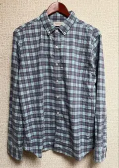 US古着　SAVANNAH チェック柄 長袖シャツ　L 青系