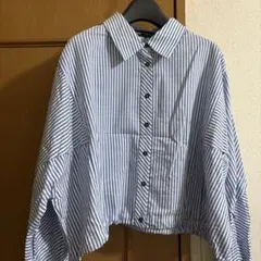 zara ストライプ クロップド丈シャツ