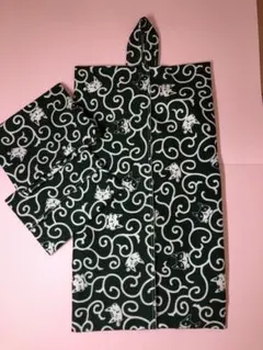 BOXティッシュ＆ポケットティッシュケース3点セット グリーン唐草ねこ柄