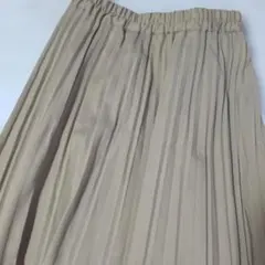 ベージュ ロングプリーツスカート L
