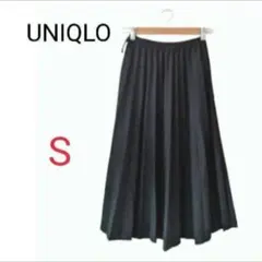 【美品】ユニクロ プリーツミディスカート ブラック S ウエストゴム 着回し◎