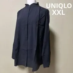 UNIQLO ユニクロ　フリルシャツ　ブラック　黒　XXL 3L レディース