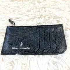 【未使用級】マセラティ　レザーコインケース　カードケース　ブラック　小銭入れ