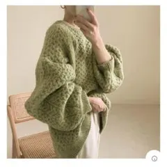 SELECT MOCA bySON オーバーサイズハニカムニット　グリーン