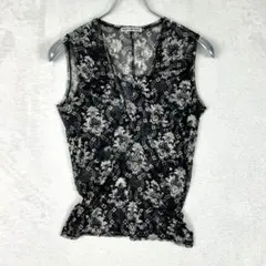 美品♡イッセイミヤケ ノースリーブ メッシュトップス 花柄 日本製 大きいサイズ