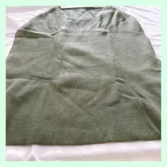 ☆Lサイズ ニット ベスト レディース Vネック グリーン セーター