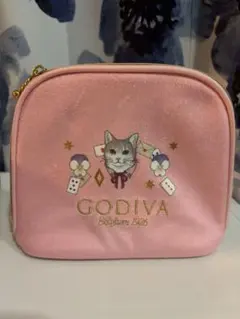 GODIVA 猫柄 ポーチ ピンクのサムネイル