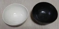和食器　白黒丸型飯碗 2個セット