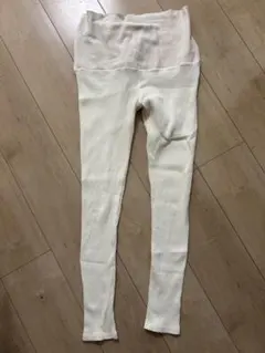 アイボリー マタニティ レギンス　リブ編み　ミルクティー