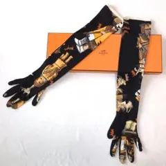 エルメス Hermes シルクグローブ オペラ丈 カチナ柄 サイズ7 箱 65Dのサムネイル