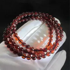 天然ルビーレッドアンバー パワーストーンブレスレットネックレス両方使用AB889
