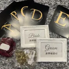 結婚式　受付　座席札　テーブルナンバー　サテン花びら