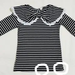 Bee des Bee 黒白ストライプ長袖カットソー　130cm