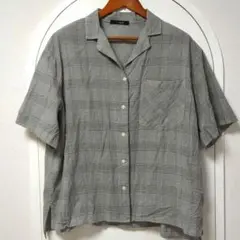 Wcloset チェック柄グレー半袖5分袖 薄地 開襟シャツ Fサイズ綿100%のサムネイル