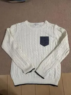 GLOBAL WORK ケーブル編みセーター XL 子供用 120cm 白