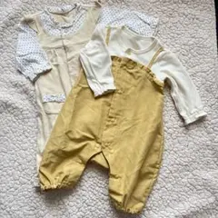 イエロー コットンロンパース 60-70cm