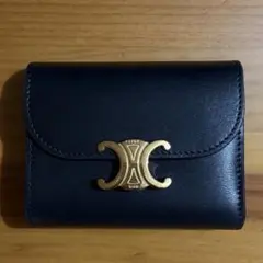 CELINE トリオンフ コンパクトフラップウォレット シャイニースムース