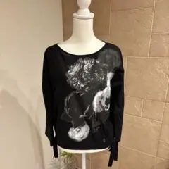 INGEBORG黒カメリア柄長袖トップス　ブラウス