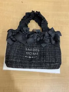 SNIDEL HOME リボン付きトートバッグ黒ツイード風