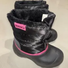 【美品】IGNIO キッズ スノーブーツ 19cm防寒防水 ブラックピンク女の子