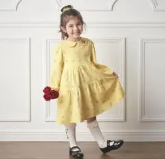 【新品】ディズニー ベル 刺繍 長袖ワンピース 120cm