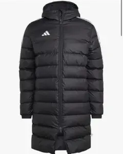 adidas ブラック ロングダウンコート　ベンチコート