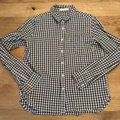 値下げ☆LOWRYS FARM ギンガムチェック柄長袖シャツ L ブラック