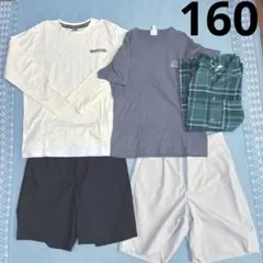 160 春　ロンT チェックシャツ　短パン　GU H&M 170 夏　アウトドア