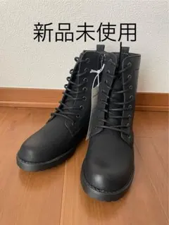 黒 合成皮革 レースアップブーツ　ブーツ　卒業式　袴　成人式　Amazon