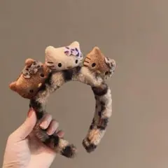 キティちゃん ヒョウ柄カチューシャ 2点セット　親友お揃い